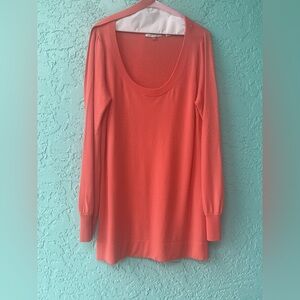 100% Cashmere Coral Tunic Sweater Size Large